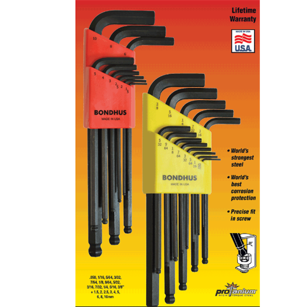 美國Bondhus波頭球端L型扳手BLX6MG