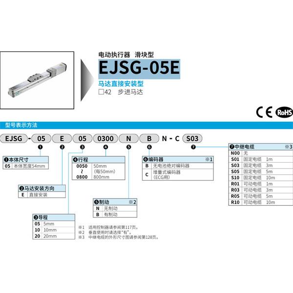 CKD喜開理電動執行器（無馬達型）滑塊型EJSG-05E200800NBN-CR10