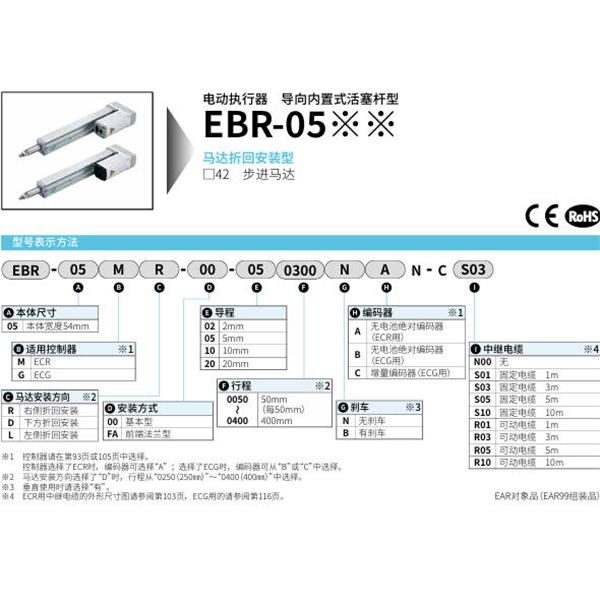 CKD喜開理電動執行器導向內置式活塞桿型EBR-05MR-00-050050NAN