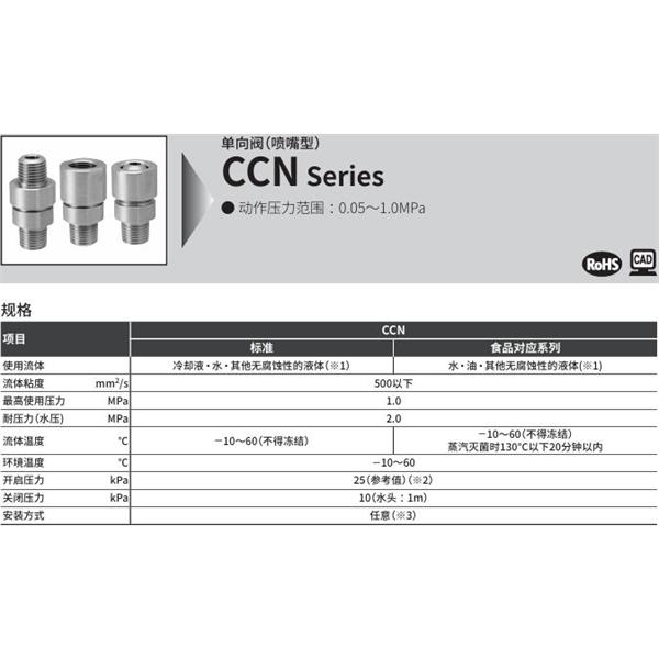 CKD喜開理單向閥（噴嘴型）CCN-10H-5-FP2