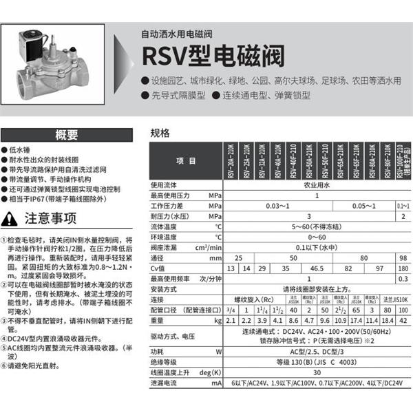 CKD喜開理自動灑水用樹脂制電磁閥RSV-65F-210K-P-AC24V