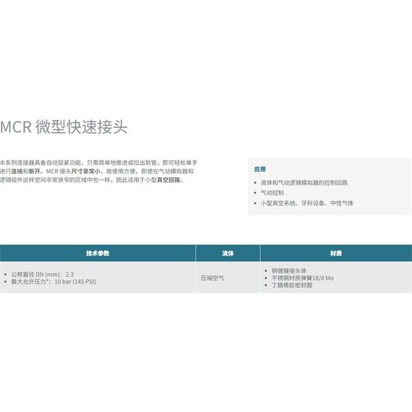 瑞士STAUBLI史陶比爾微型快速接頭MCR 02.7902